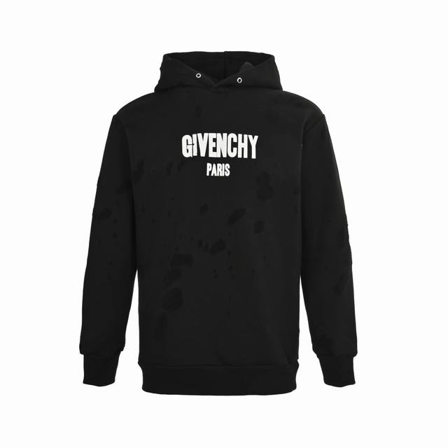 Givenchy Givenchy burnt flower letter print hole hooded sweatshirtThe fabric is