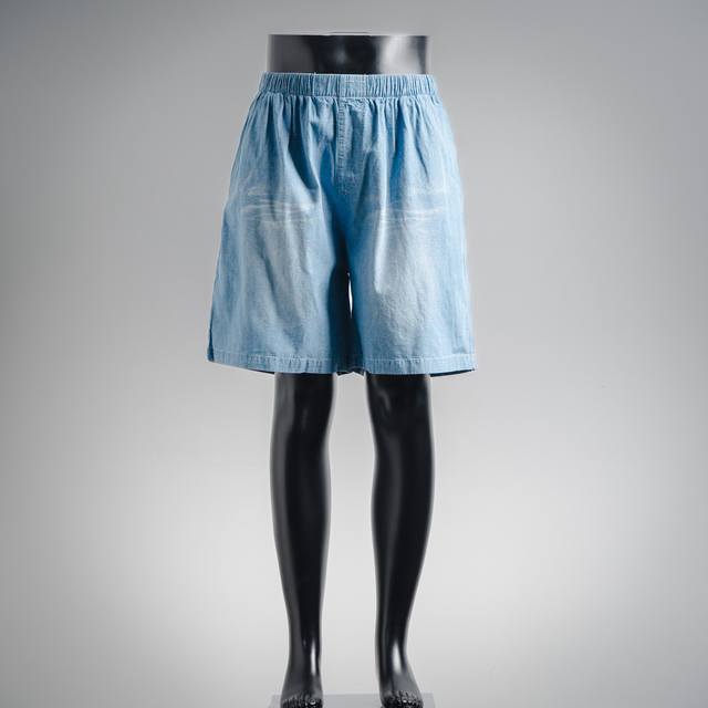 Acne Studios 25Ss Ac distressed letter logo denim shorts washed blue washed fade