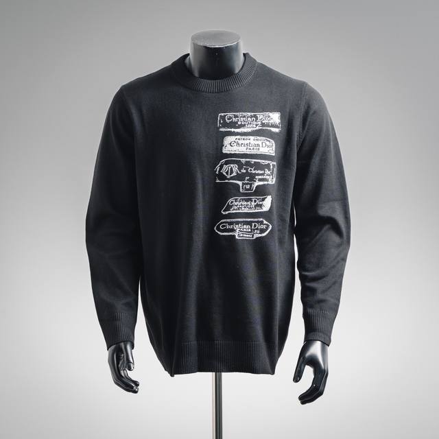 Dior Cd 25Ss Archive Labels Embroidered Crewneck Knit Sweater The Archive Labels