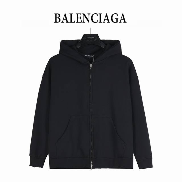 Balenciaga 25Fw ripped double-zipper jacket with inverted back embroidery and in