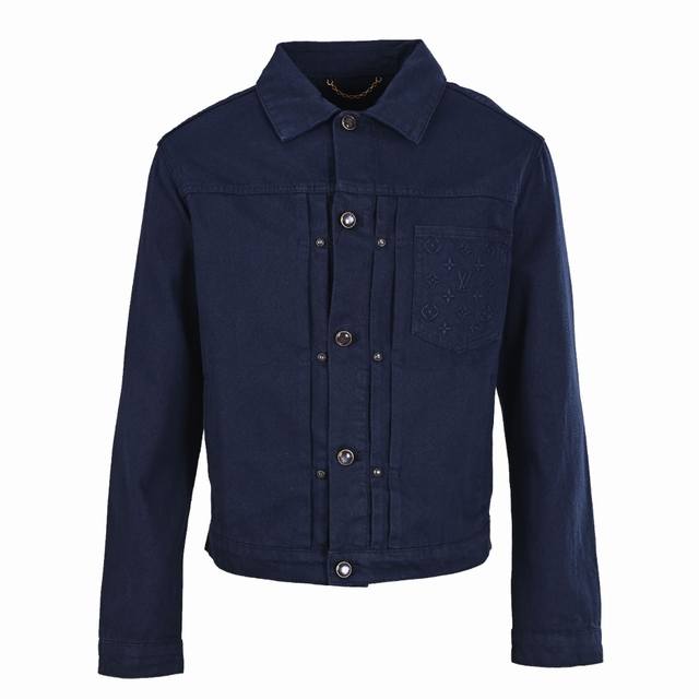 Louis Vuitton Lv embossed pocket denim trucker jacket Customized thick-woven cot