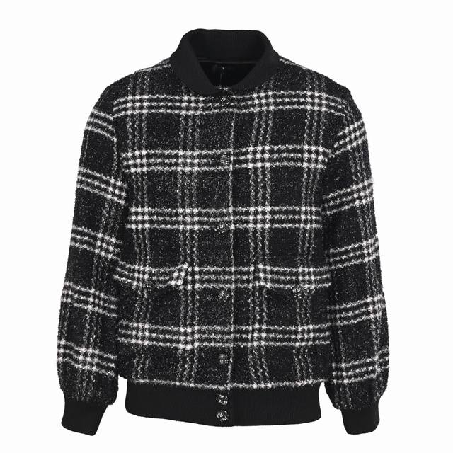 Chanel Petite Champagne Check Single-Breasted JacketCustom worsted wool fus