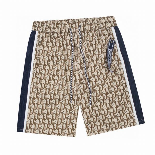 Dior summer new style monogram jacquard side stitching ribbon casual shorts bran