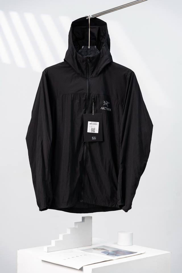 Black Arcteryx Squamish Hoody Lightweight Windshell Hooded Casual Lightweight Ja