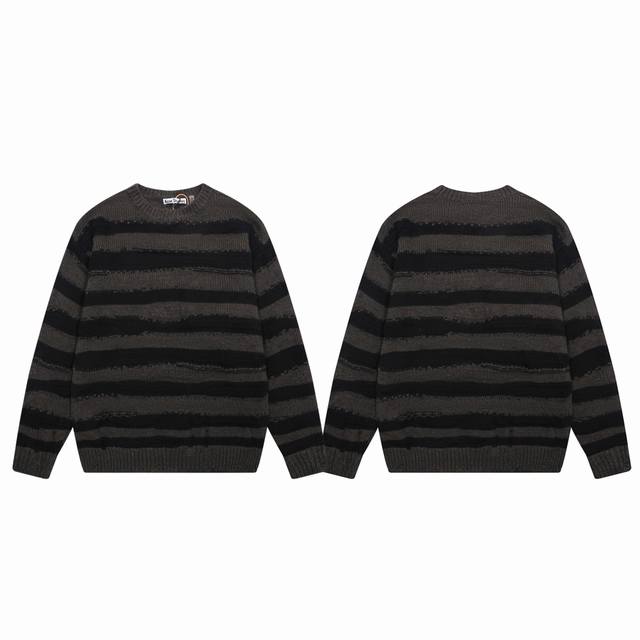 Acne Studios 25Ss Ripped and Distressed Mohair and Wool Blend Striped Couple's L