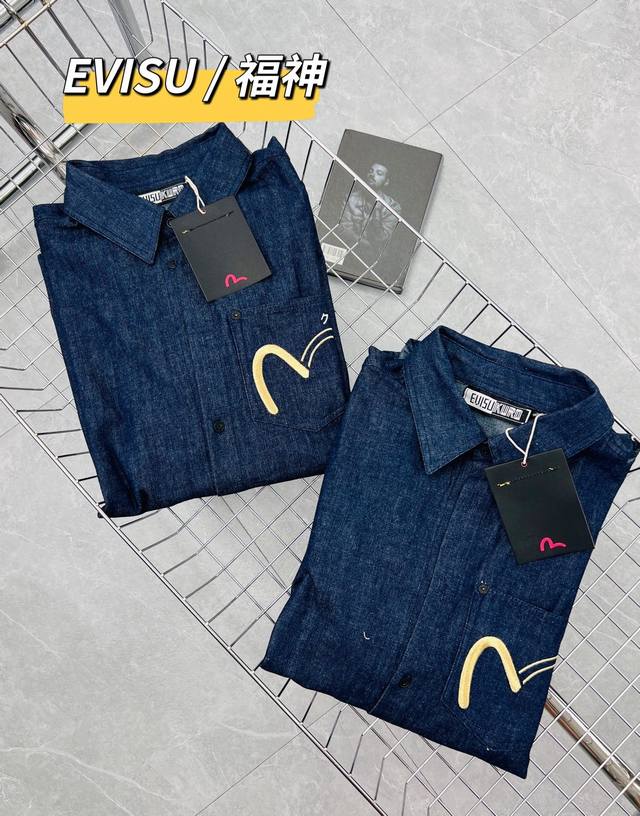 High-end! Evisu Fushen lapel shirt and jacket for spring and autumn! Heavily em