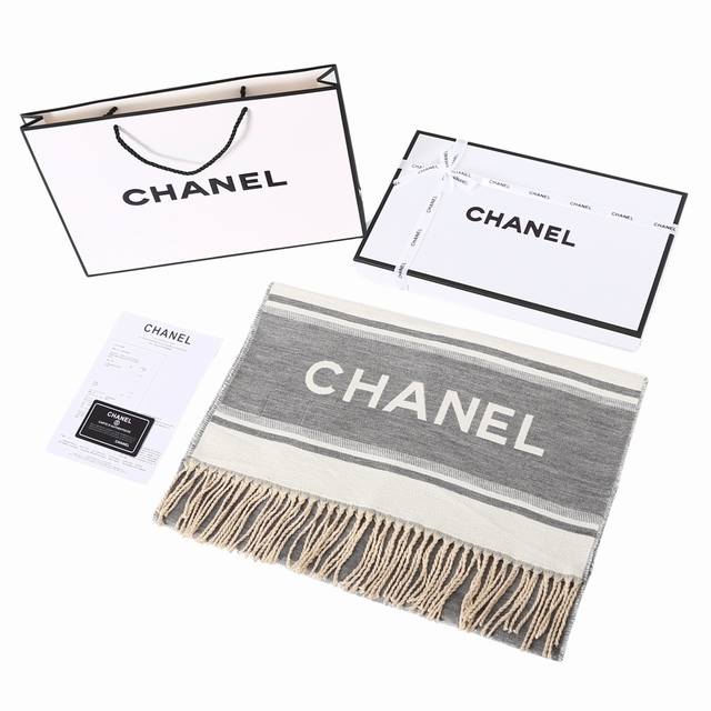 Chanel Chanel gray letter warm scarf The baby feels so comfortable and it is a r