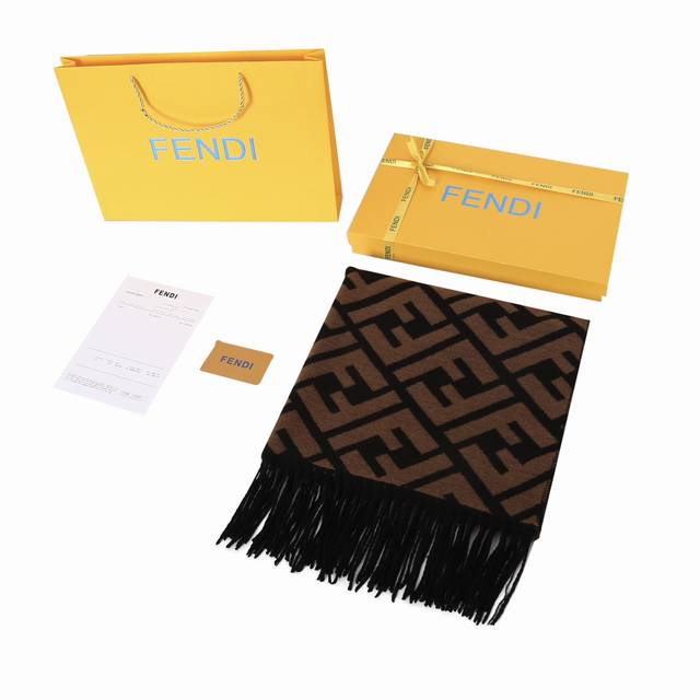 Fendi Fendi F Logo Printed Stylish Knit Scarf, Unisex, Brown! This warm, unisex,