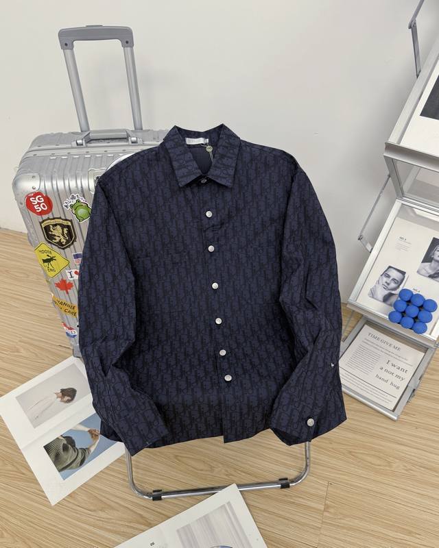 Dior Dior Allover Horseshoe Jacquard Shirt in Washed Blue. Dior shirt, a simple