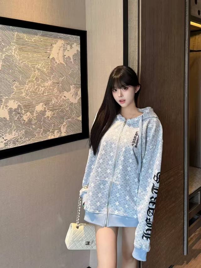 Model: Chrome Hearts' Sanskrit lettered jacket