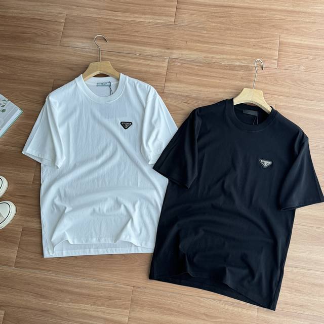 ! Prada 2025 classic iron plate minimalist clean style unisex pure cotton round