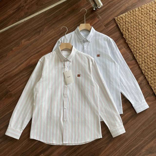 Celine colorful striped mercerized shirt! Authentic trading company order! Guara