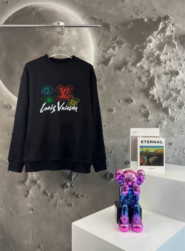 High-quality Lv25Ss distressed terry crewneck sweatshirt for couples. This loos