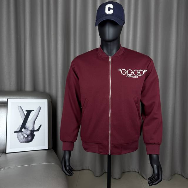 Exclusive product woolen pearl letter logo embroidered slogan baseball jacket be