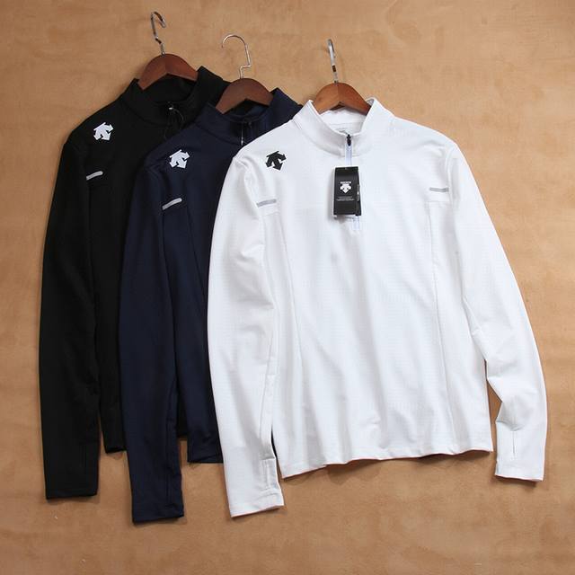 Dest Men's Half-Zip Quick-Drying Long-Sleeved T-Shirt for Autumn, Stretch Traini