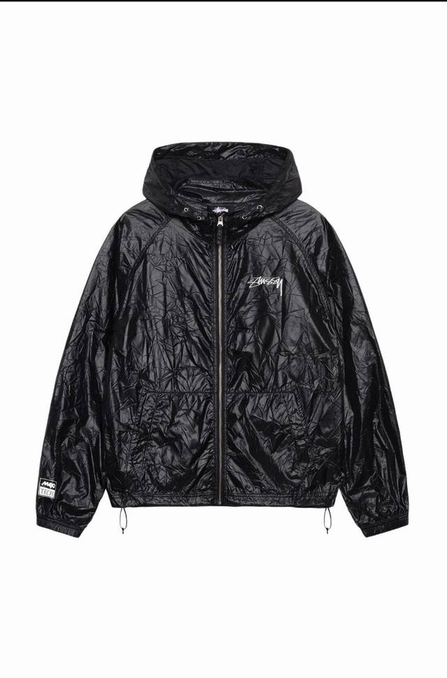 For the top version Stussy24Ss Stussy retro pleated jacket sunscreen zipper hood