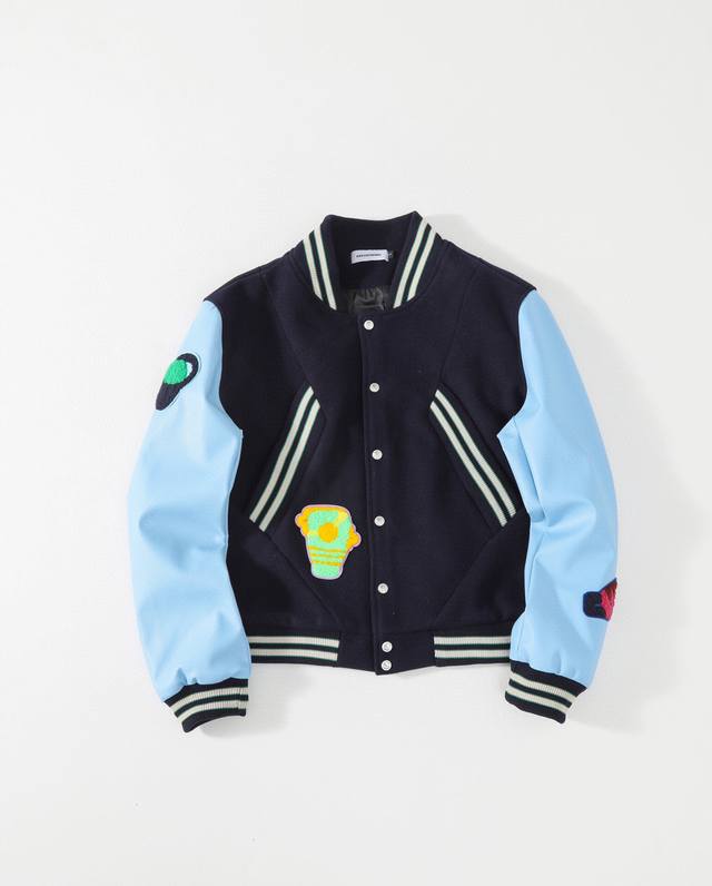 For Kikokostadinov limited edition leather baseball jacket with badge . Heavy-w