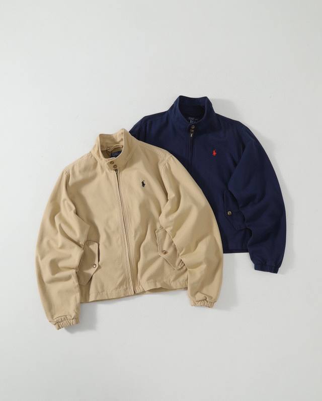 For Polo Ralph Lauren SS24 Solid Stand-Collar Canvas Washed Distressed Loose Ja