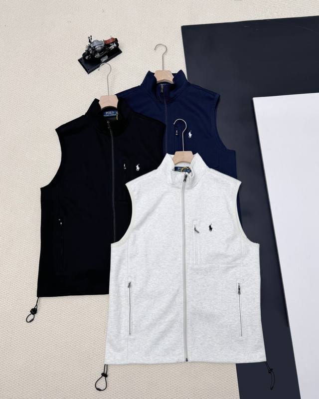New Arrival Ralph Lauren Pony Embroidered Multi-Pocket Stand-Up Collar Vest Thi