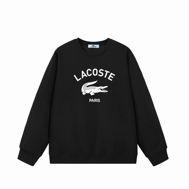 Supply Lacoste French crocodile print round neck sweatshirt Customized main labe