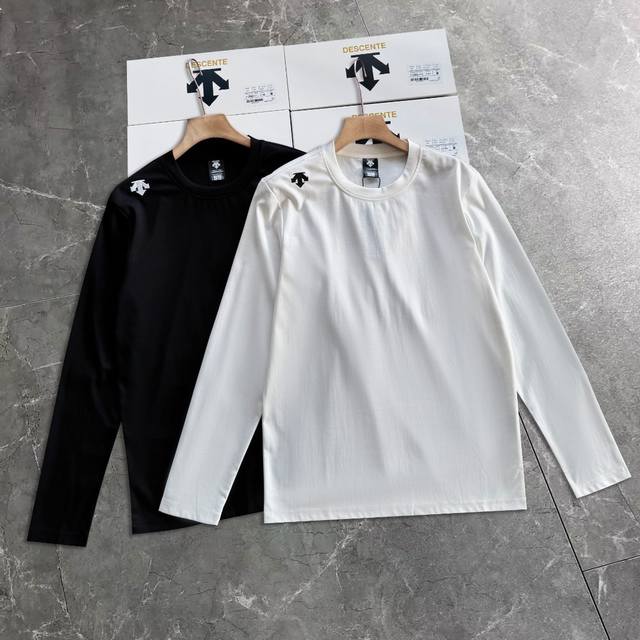 High quality boxed Descente men's autumn and winter long-sleeved T-shirt solid c