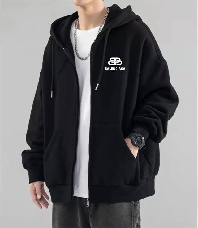 Balenciaga lock button spring and autumn cardigan hooded zipper sweatshirt jacke