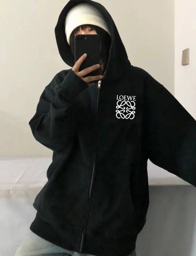 Loewe classic small label spring and autumn cardigan hooded zipper sweatshirt ja