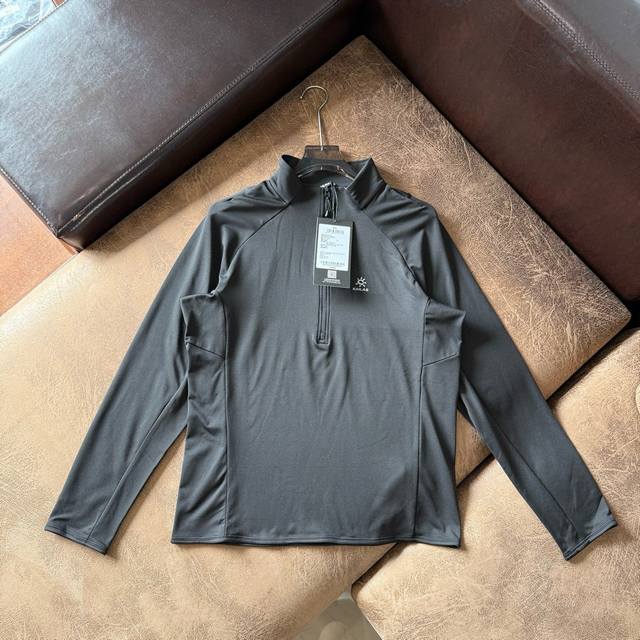 Kaileshi Stand Collar Half-Open Chest Fleece Sweater Outdoor Stretch Warm Hiking