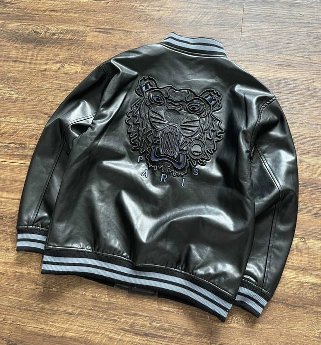 Kz 3D Embroidered Tiger Head Spring/Autumn Baseball Jacket Leather Coat!! 300,00
