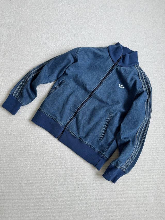 Adidas denim zipper jacket black blue SML-Xl Adidas Originals Firebird Denim Fb