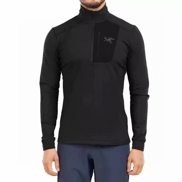 Details of the Arcteryx Rho Lt Zip men's micro-fleece long-sleeved half-zip base