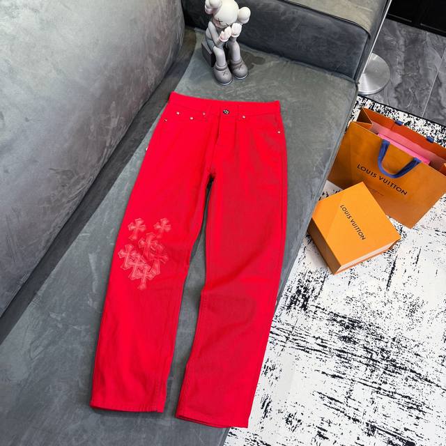 Chrome Hearts 2025 New Limited Edition Bull King Dopamine Red Large Cross Leath