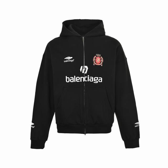 Balenciaga 25Fw Manchester United Logo Embroidered Zipper Hooded Jacket . Made w