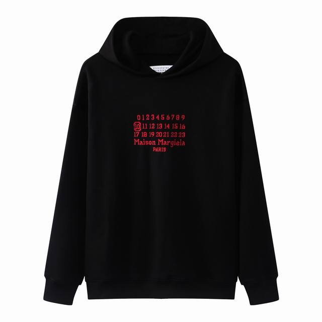 High-end Maisonmargiela embroidered digital and alphabet hooded sweatshirt, uni
