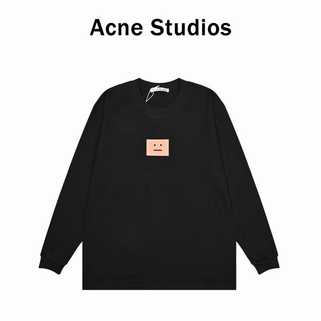 Acnestudios smiley face print round neck long sleeve double yarn 300g long sleev