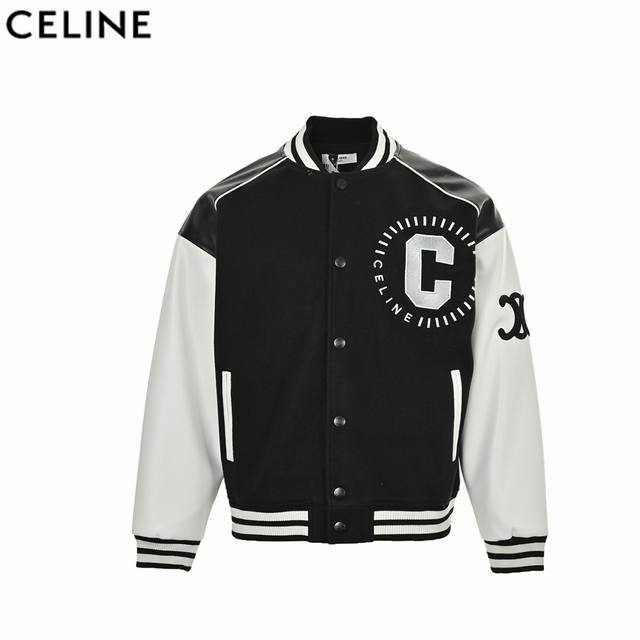 Celine patchwork embroidered baseball jacket. Tip: Hand wash or dry clean recomm