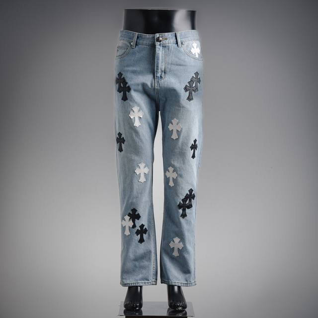 Chromehearts Ch 25Ss black and white cross-patched jeans. Priced around ?200,000