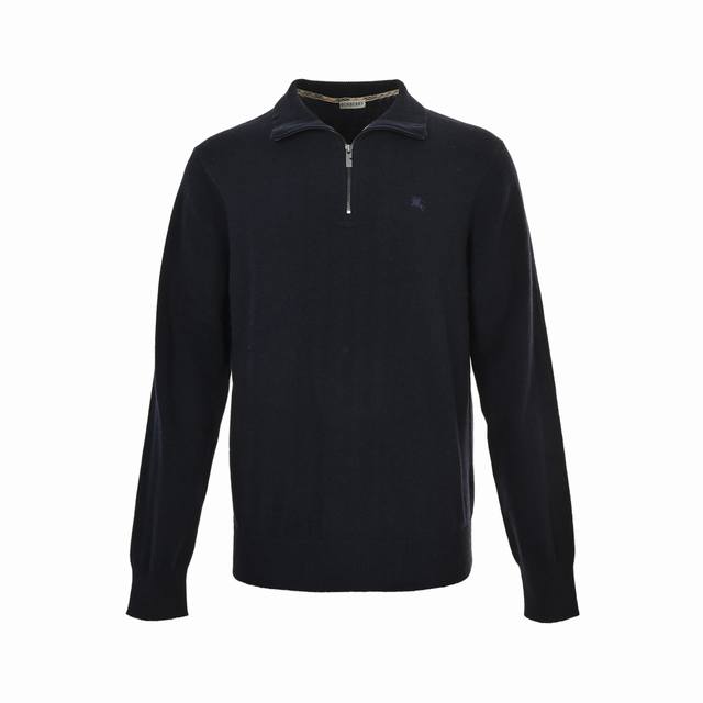 Burberry 25Fw Warhorse Embroidered Half-Zip Knit Sweater . Cashmere is the prim