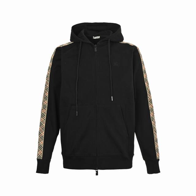 Burberry Check Ribbon Warhorse Embroidered Zip-Up HoodieCheck-embellished Cotton