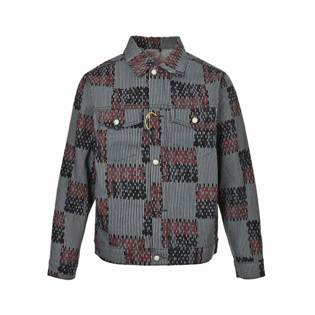 Louis Vuitton red and black checkered denim jacket. Every process is meticulousl