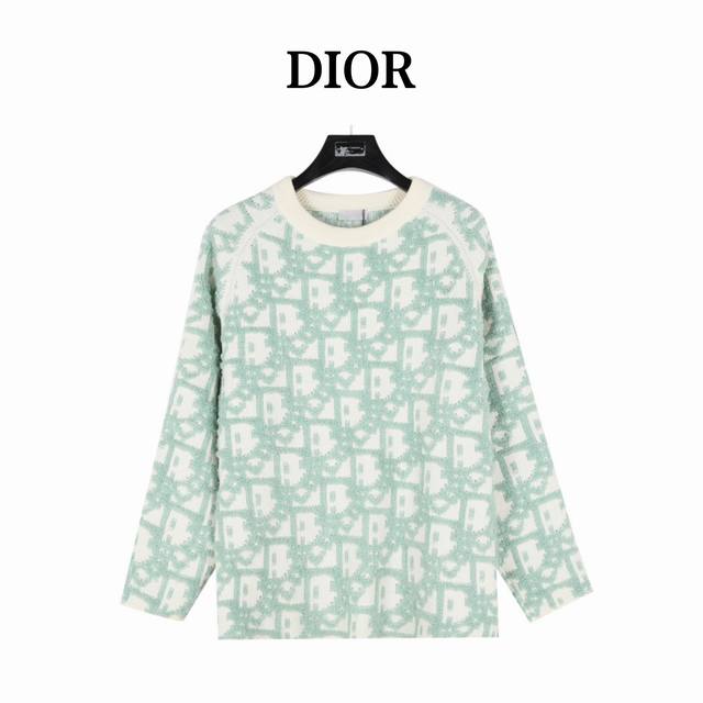 Dior 24Fw Heavy-Worked All-Over Cd Jacquard Sleeve-Shoulder Diagonal Zipper Swea
