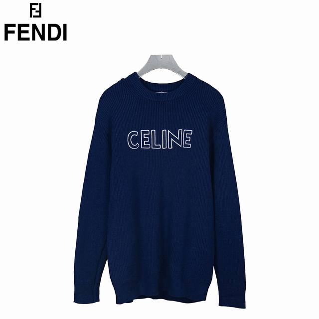 Celine 25Fw Embroidered Letters L0G0 Crew Neck Sweater Celine's latest logo swea