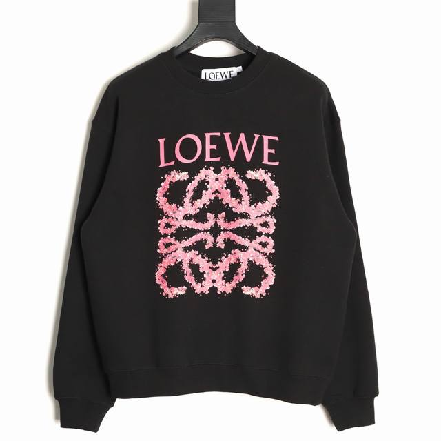 Loewe 25Fw petal round neck sweatshirt 480G high-grade combed cotton fabric. Cou