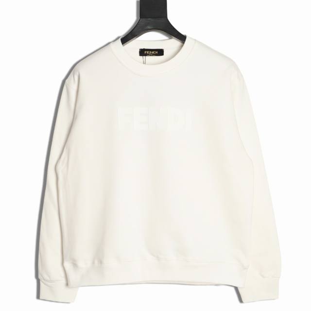 Fendi 25Fw silicone lettering crew neck sweatshirt 480G premium combed cotton fa