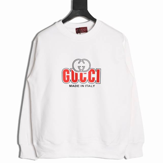 Gucci 25Fw silicone lettering crew neck sweatshirt 480G premium combed cotton fa