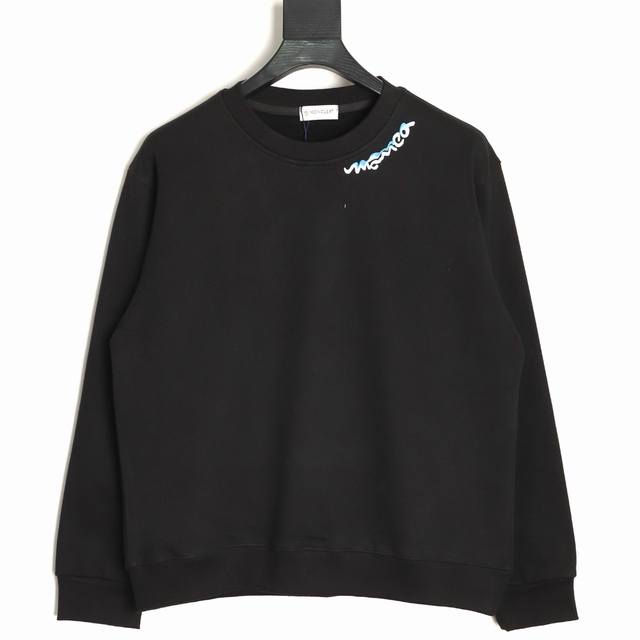 Moncler 25Fw round neck sweatshirt with lettering . 480G high-grade combed cott