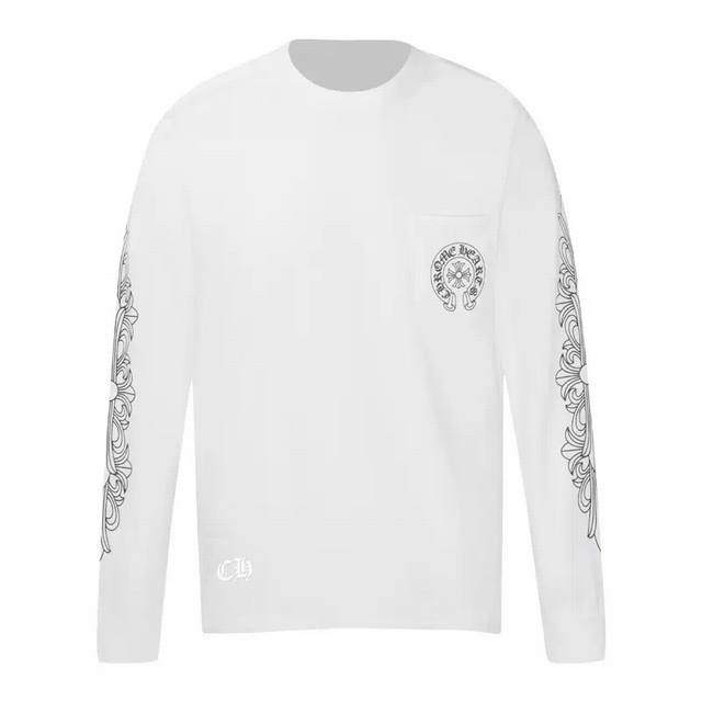 High-quality Chrome Hearts long-sleeved T-shirt with a floral arm and Sanskrit