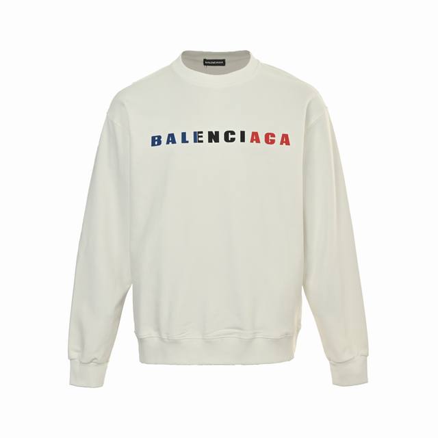 Balenciaga 25Fw colorblock lettering rubberized round neck sweatshirt 480G high-
