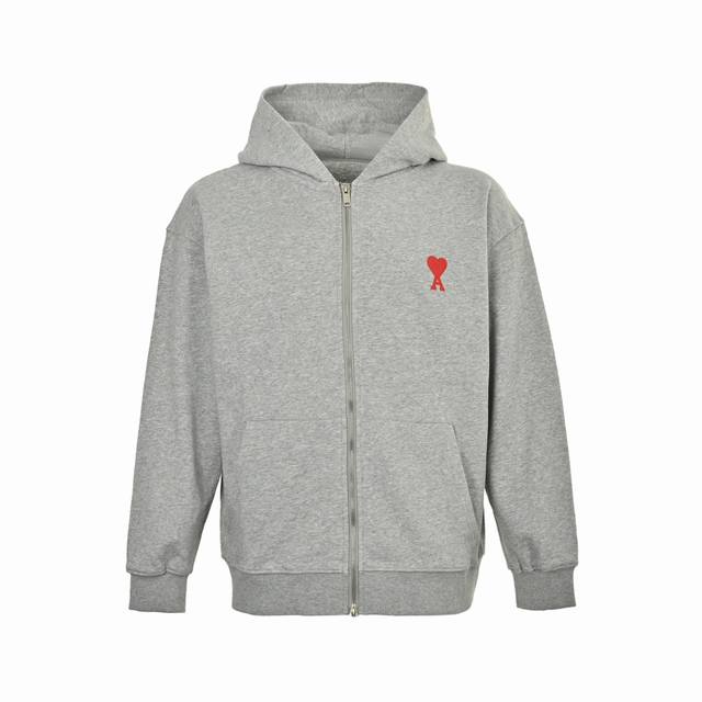 Ami Classic Heart Embroidered Logo Zip-Up Hoodie A new zip-up hoodie for early f