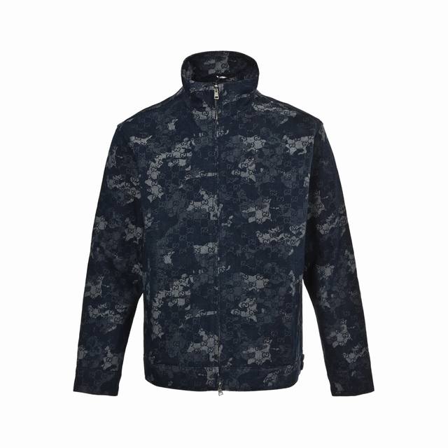 Gucci 25Fw Marble Monochrome Jacquard Zipper Denim JacketGucci's new Gg jacquard